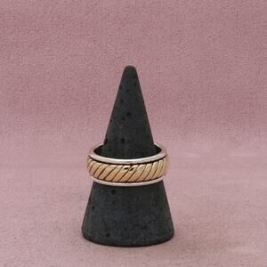 james avery sterling silver & 14k gold mens retired fluted band ring size 8.75